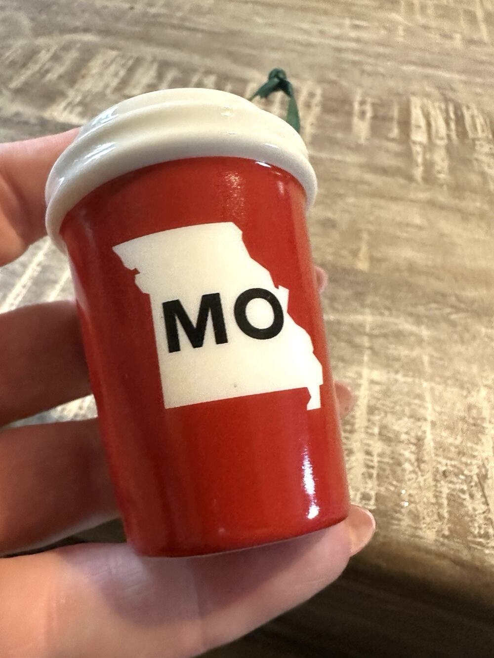 Starbucks Missouri MO Local Ornament USA State Red To-Go Cup 2016 Ceramic